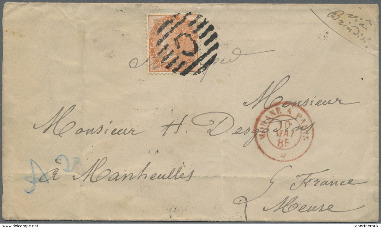 Br Indien: 1863-1885: Six Letters And Covers To FRANCE, With Various Frankings Up To 6a. From Various I - Autres & Non Classés