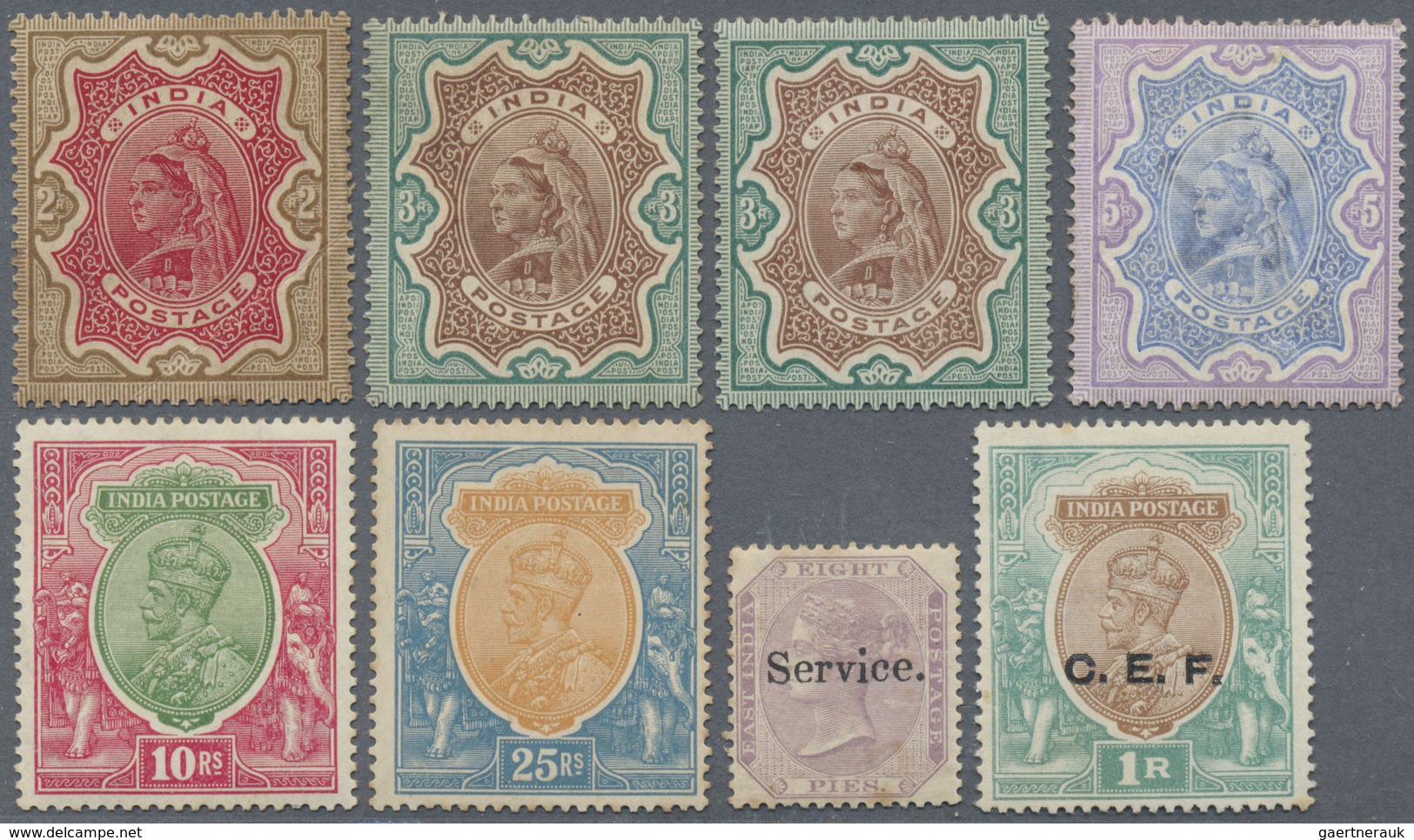 */(*)/** Indien: 1882-1946 Collection Of About 360 Stamps, Mint Or Unused Without Gum, With 17 QV Definitives - Autres & Non Classés