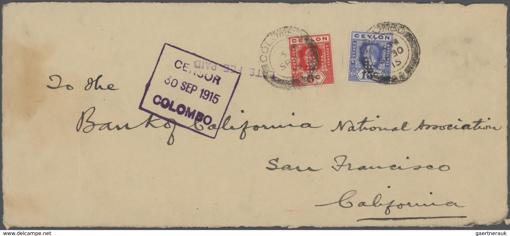 Br Indien: 1914/15, Scarce Lot Of Ca. 42 Envelopes (few Front Sides) Sent To USA, All With Mainly Diffe - Autres & Non Classés