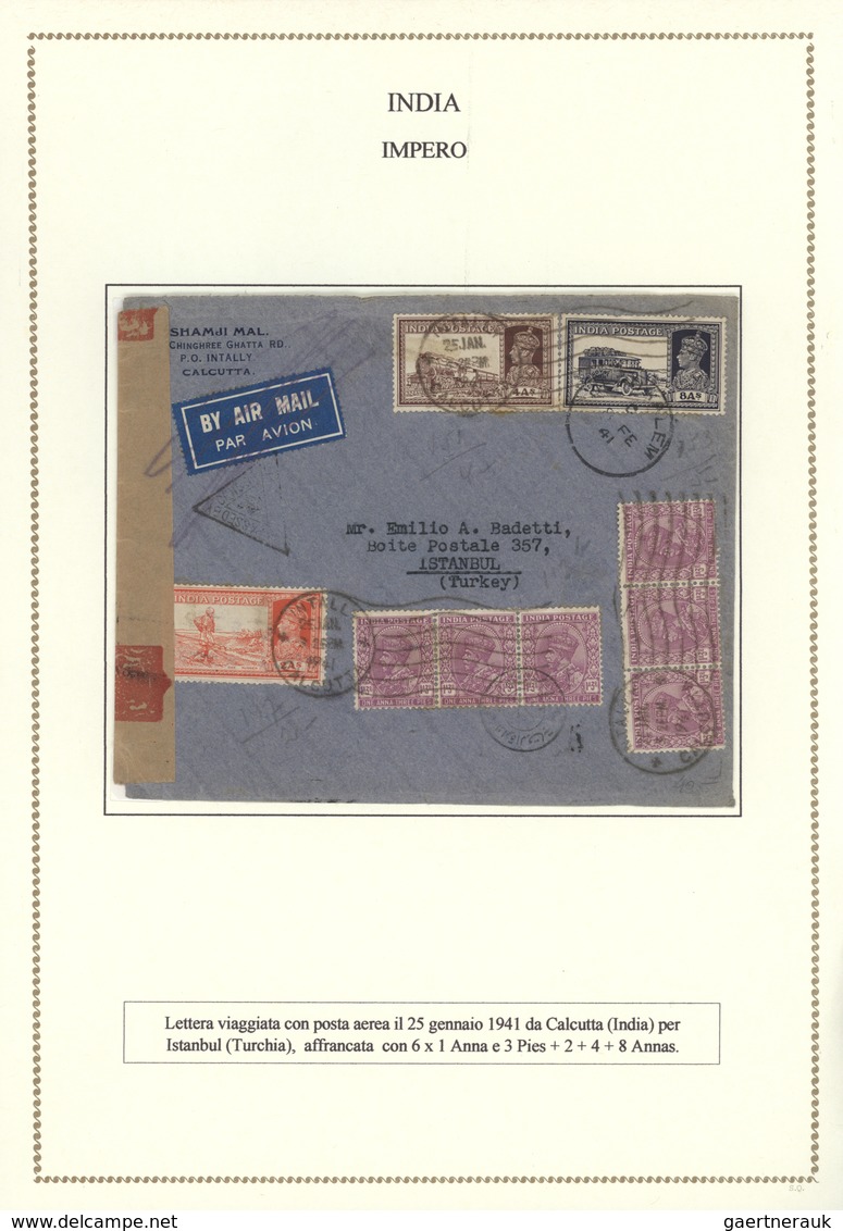 Br/GA Indien: 1931-1945 Small Collection Of 14 Covers And 7 Pieces On Pages With Explanation (in Italian) - Autres & Non Classés