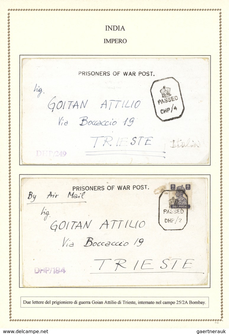 Br/GA Indien: 1931-1945 Small Collection Of 14 Covers And 7 Pieces On Pages With Explanation (in Italian) - Autres & Non Classés