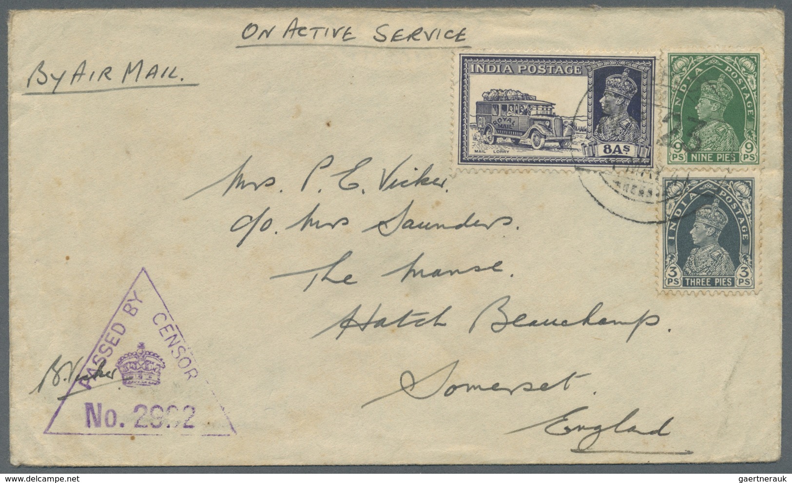 Br/GA Indien: 1940-45 - CENSORED Mail: Group Of 15 Covers And Postcards To England Showing Various Censor - Andere & Zonder Classificatie