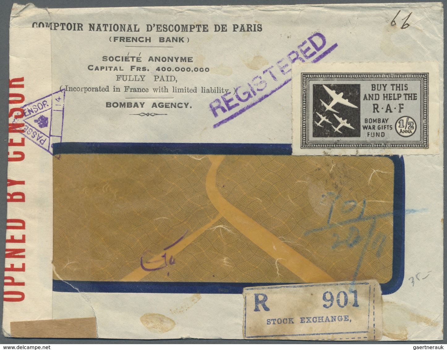 Br/GA Indien: 1940-45 - CENSORED Mail: Group Of 15 Covers And Postcards To England Showing Various Censor - Autres & Non Classés