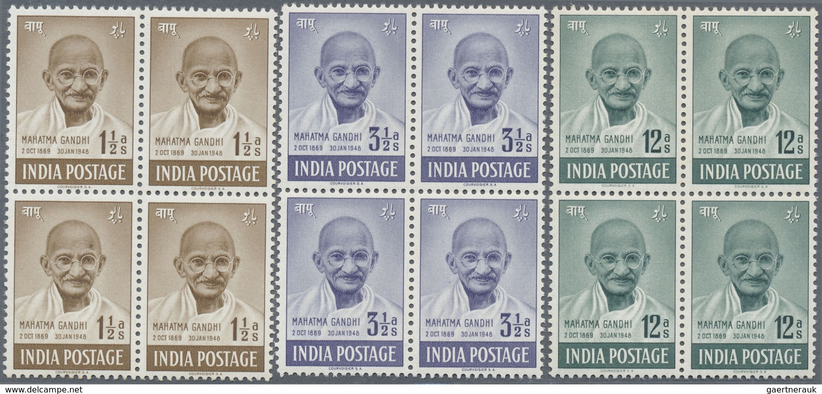 ** Indien: 1947-2000's Ca.: Comprehensive Stock Of Single Stamps, Complete Sets, Blocks Of Four, Other - Autres & Non Classés