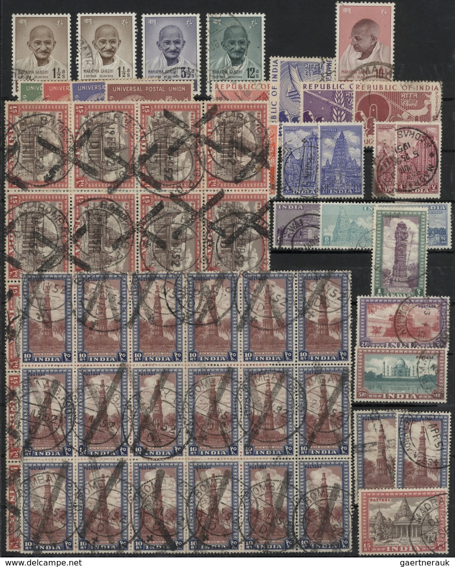 O Indien: 1948-50: Group Of Used Stamps Including Complete Set Gandhi 1948, Near To Cpl. Set (few Smal - Andere & Zonder Classificatie