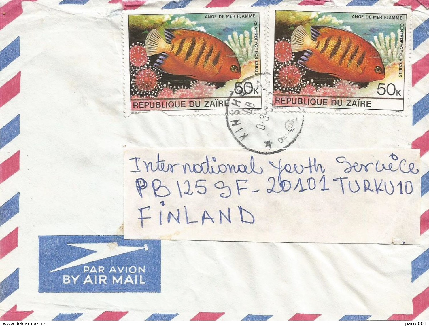 Zaire DRC Congo 1981 Kinshasa Flame Angel Fish Centropyge Loricula Cover - Gebruikt