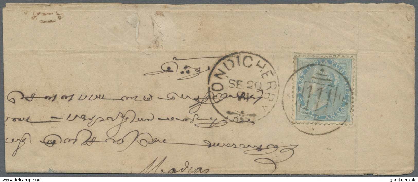 Br Indien - Used Abroad: FRENCH INDIA 1849-1871: Five Letters (one Part) From PONDICHERRY, With Three S - Autres & Non Classés