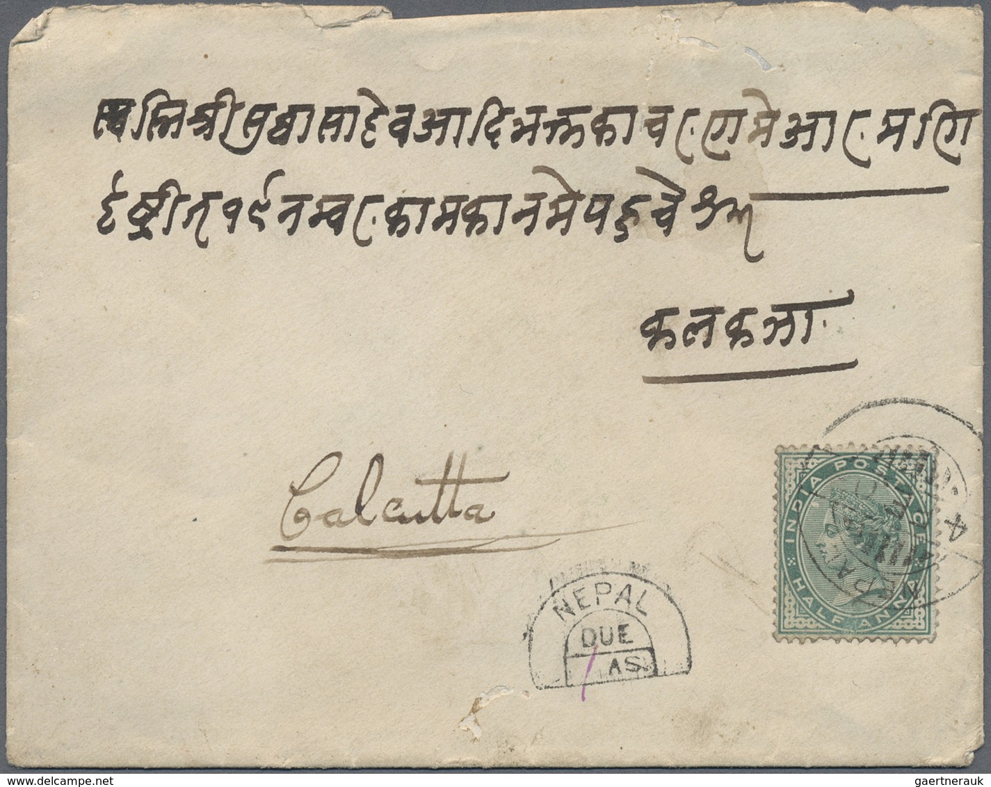 GA/Br Indien - Used Abroad: NEPAL 1890-1950 Ca.: Collection Of 80 Covers, Postcards And Postal Stationery - Autres & Non Classés