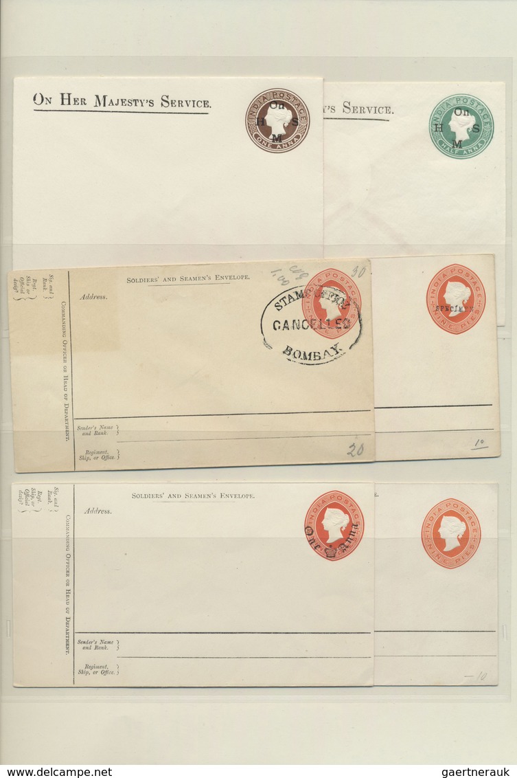GA Indien - Ganzsachen: 1857-1947: Collection of 130 postal stationery cards, double cards, envelopes,