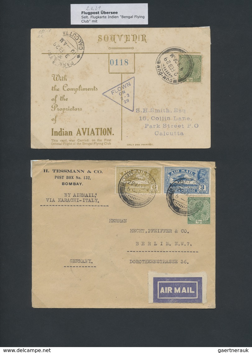 Br Indien - Flugpost: 1929-1947: Collection Of 18 Flight Covers Including 1930 World Flight By Hon. Mrs - Poste Aérienne