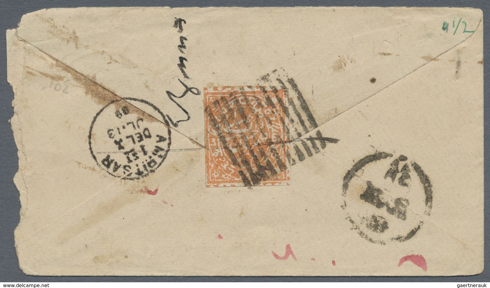 GA/Br/Brfst/O Indien - Feudalstaaten: JAMMU & KASHMIR 1860's-80's: Group of 10 covers and three stamps, with J&K-B