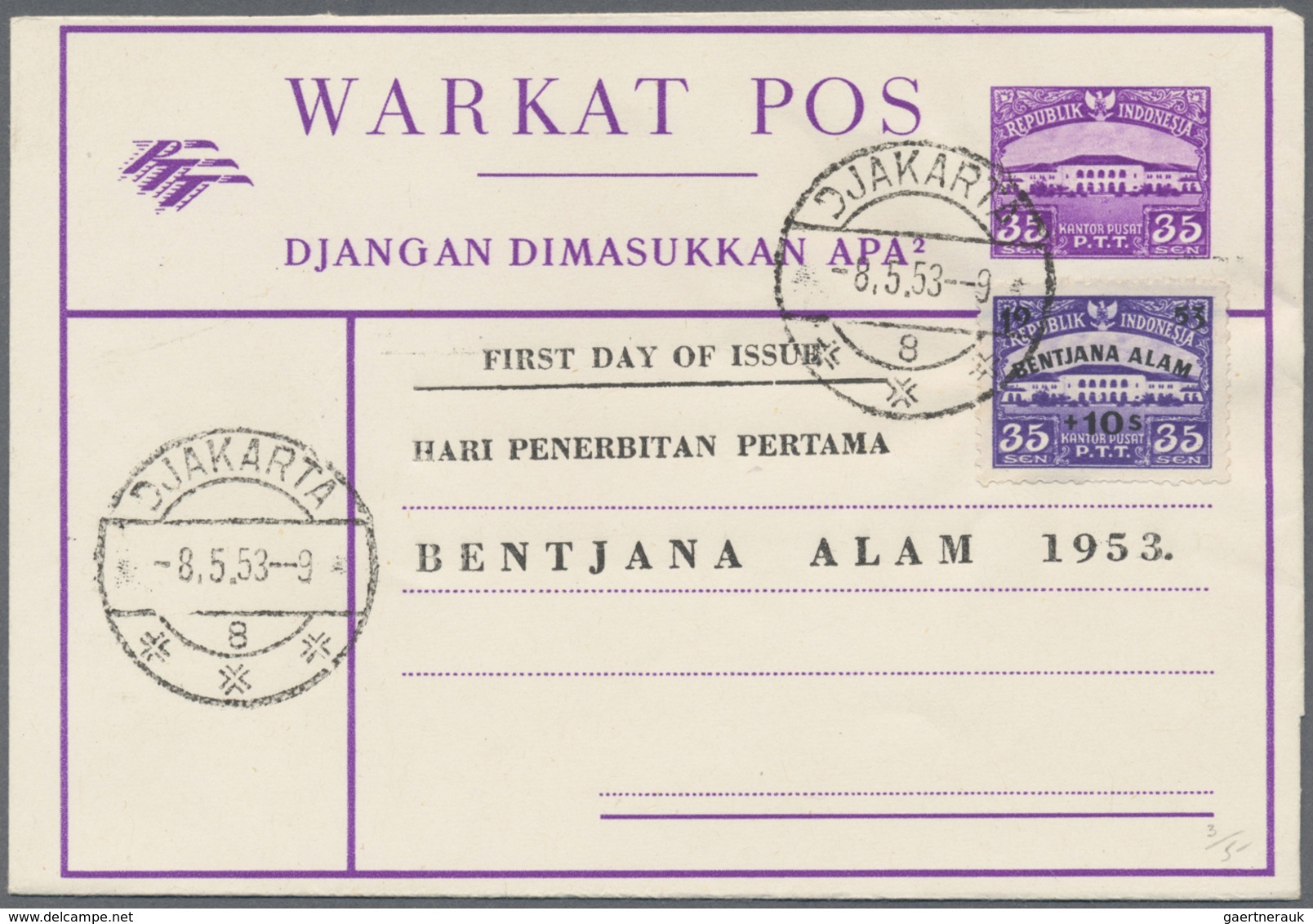 GA Indonesien: 1949/97 (ca.), Stationery Envelopes (warkat Pos / Postblad) Specialized Stock: 10 S. (mi - Indonésie