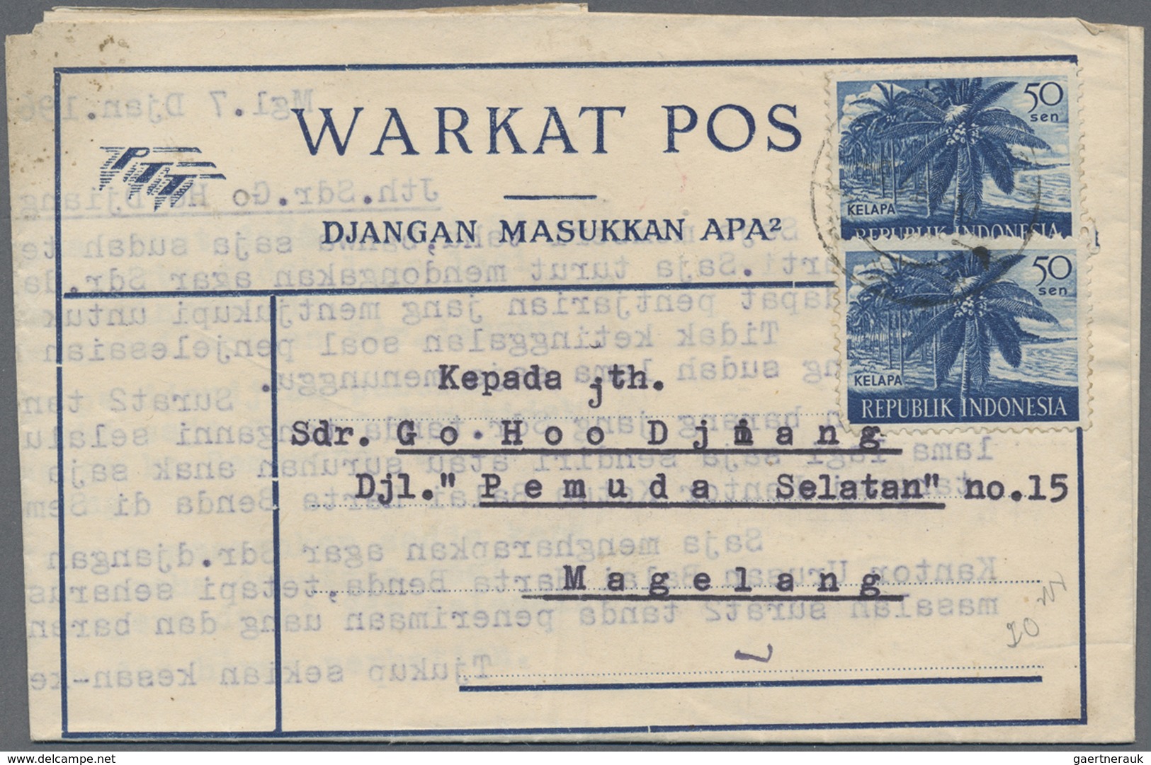 GA Indonesien: 1949/97 (ca.), stationery envelopes (warkat pos / postblad) specialized stock: 10 S. (mi