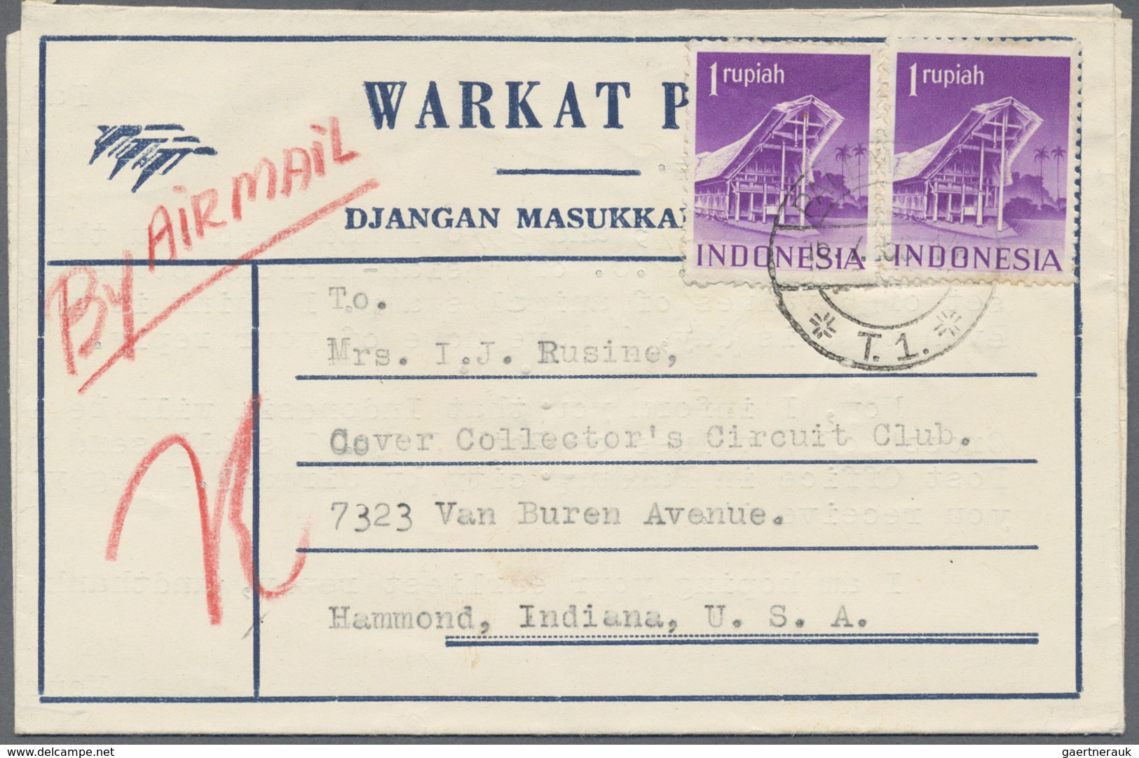 GA Indonesien: 1949/97 (ca.), stationery envelopes (warkat pos / postblad) specialized stock: 10 S. (mi