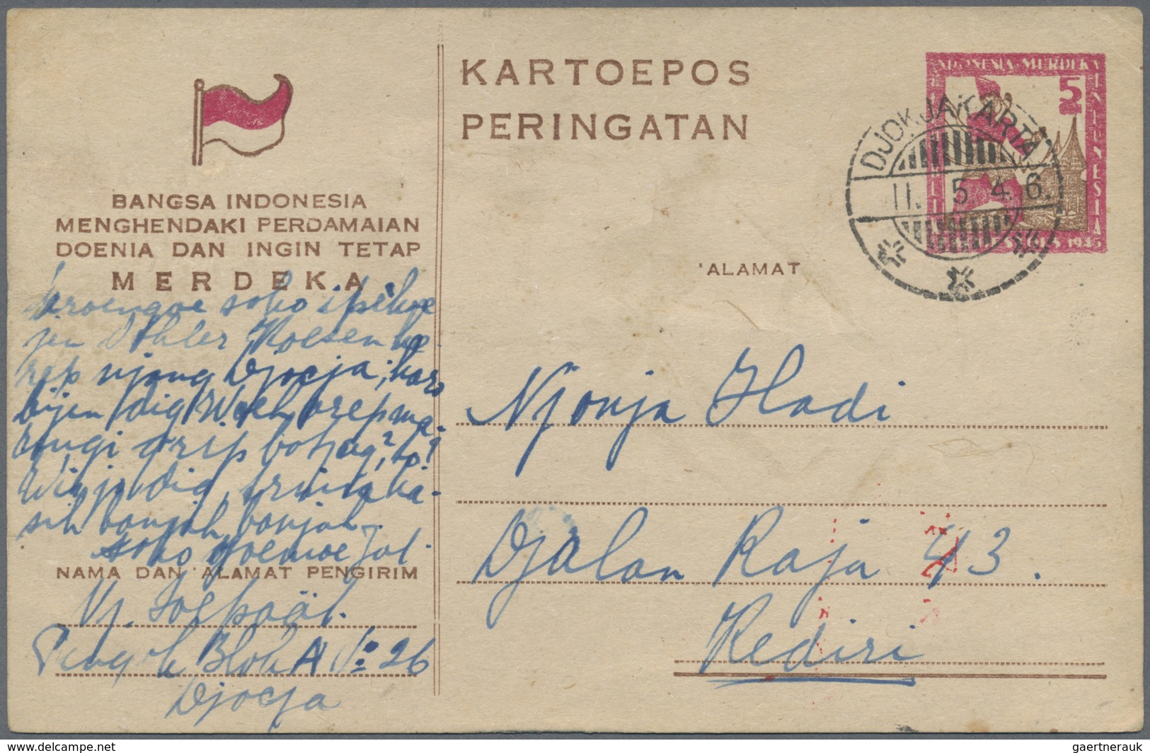 GA Indonesien: 1949/97 (ca.), stationery envelopes (warkat pos / postblad) specialized stock: 10 S. (mi