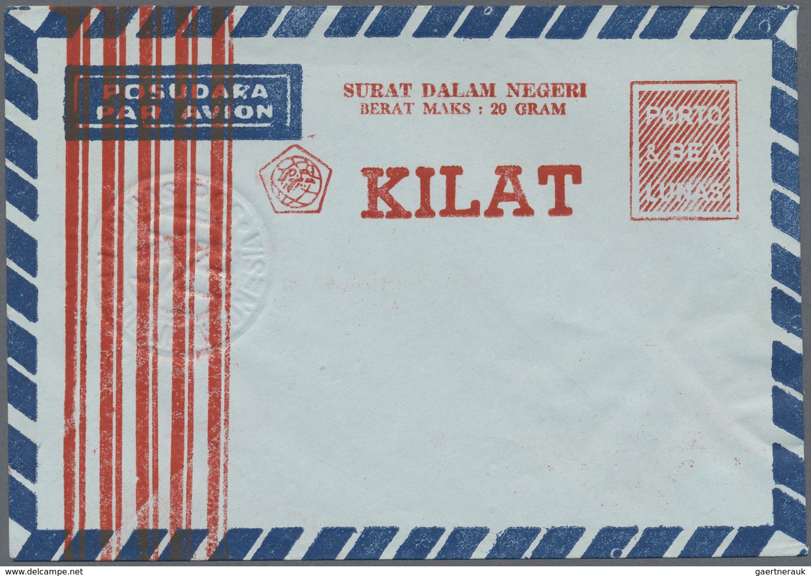 GA Indonesien: 1949/97 (ca.), stationery envelopes (warkat pos / postblad) specialized stock: 10 S. (mi