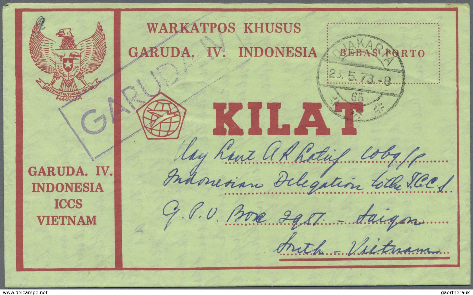 GA Indonesien: 1950/76, Military / UN Peacekeeping / Govt. Service Special Envelopes Collection: Milita - Indonesia