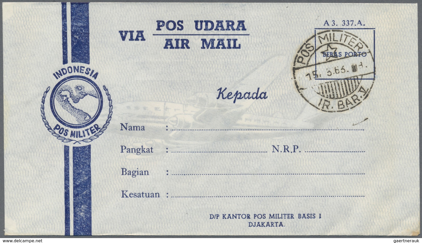 GA Indonesien: 1950/76, military / UN peacekeeping / govt. service special envelopes collection: Milita