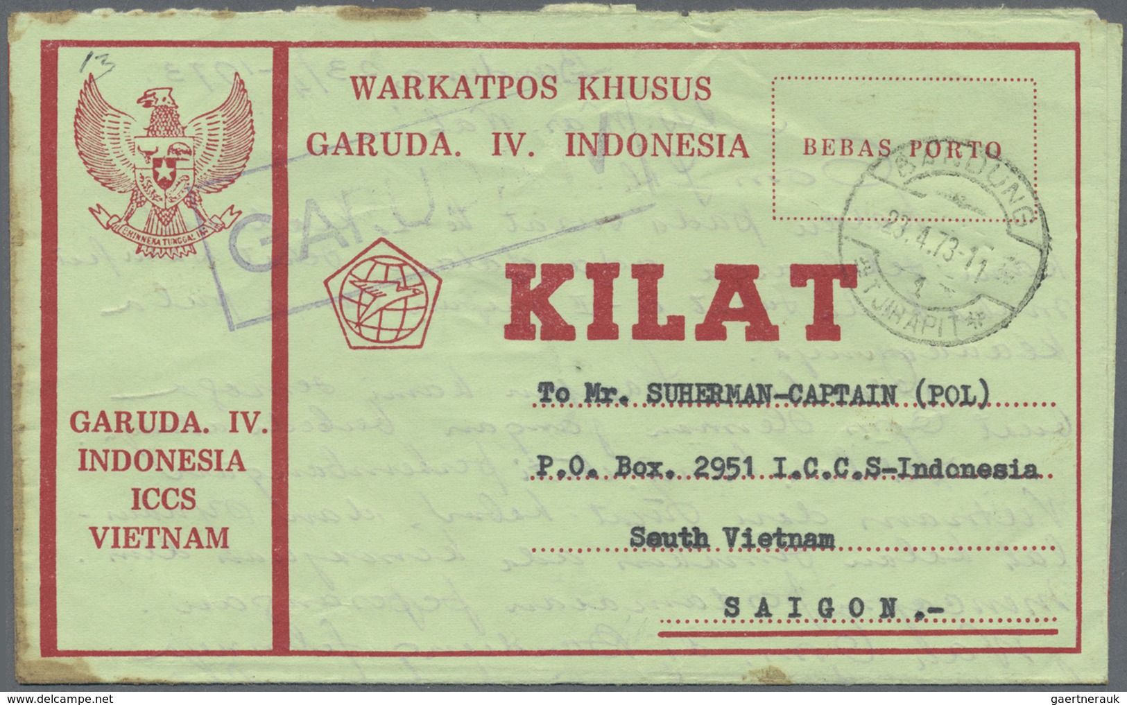 GA Indonesien: 1950/76, military / UN peacekeeping / govt. service special envelopes collection: Milita