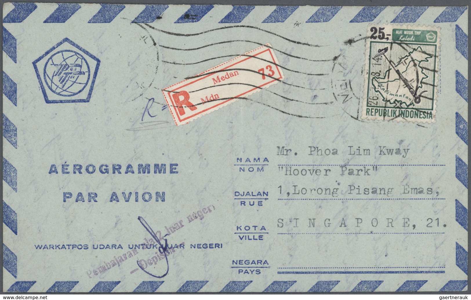 GA Indonesien: 1950/95 (ca.), The Enormous Stock/research Collection Of Airletters And Officially Airle - Indonesia
