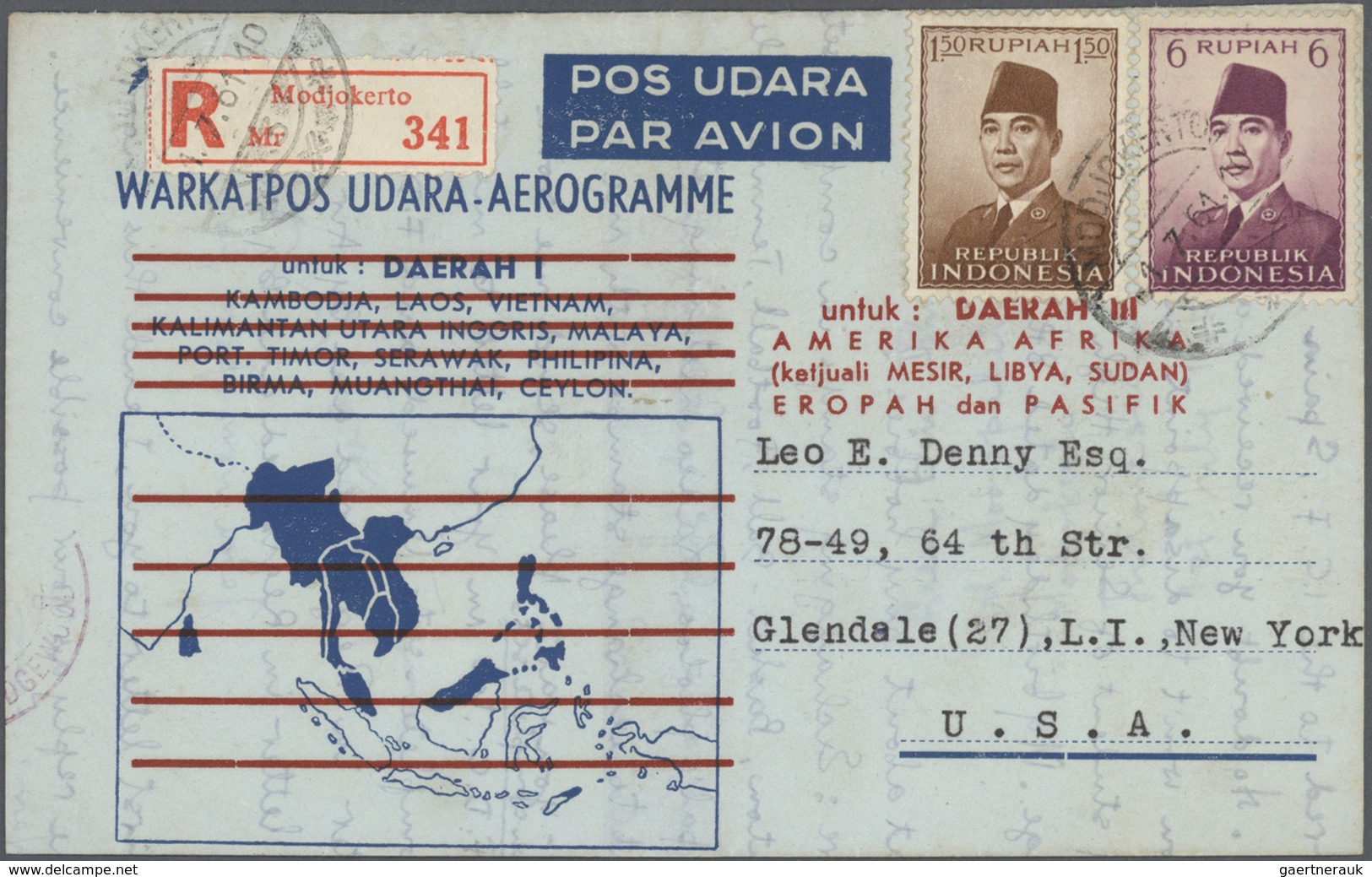 GA Indonesien: 1950/95 (ca.), the enormous stock/research collection of airletters and officially airle