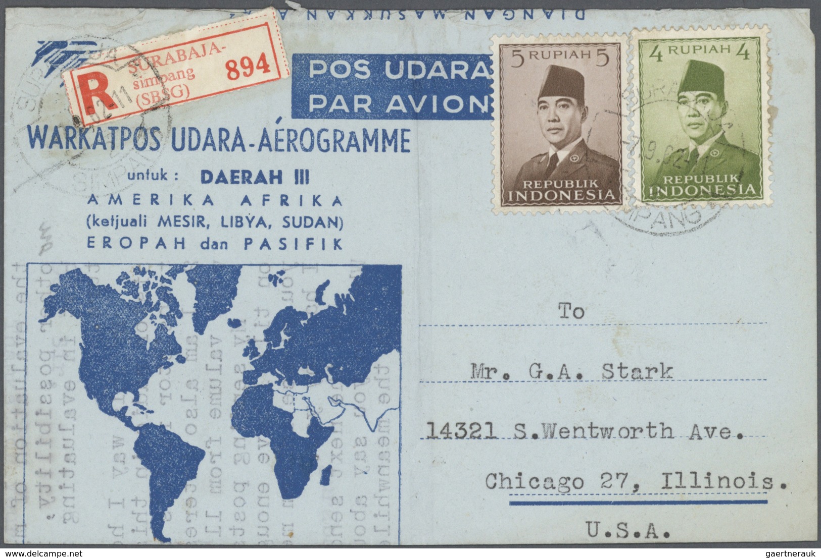 GA Indonesien: 1950/95 (ca.), the enormous stock/research collection of airletters and officially airle