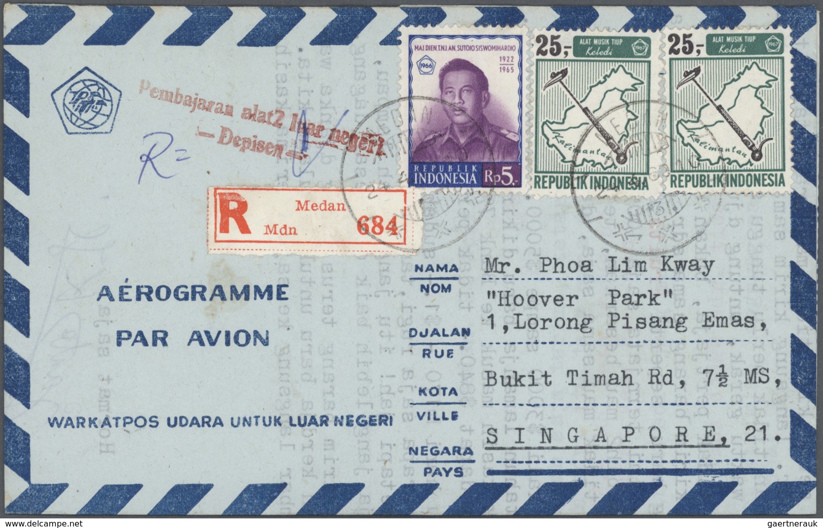 GA Indonesien: 1950/95 (ca.), the enormous stock/research collection of airletters and officially airle