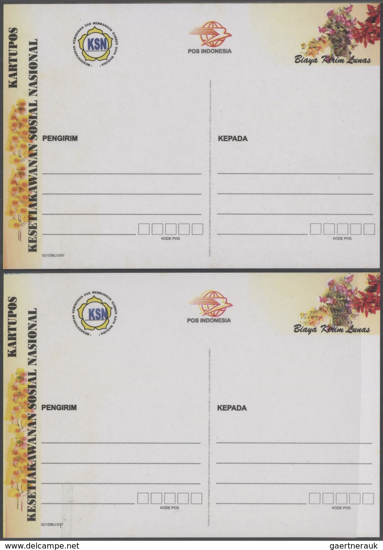 GA Indonesien: 1998, Interesting Lot With 10 Stationery Cards With Varieties And Prints Of Only One Col - Indonésie