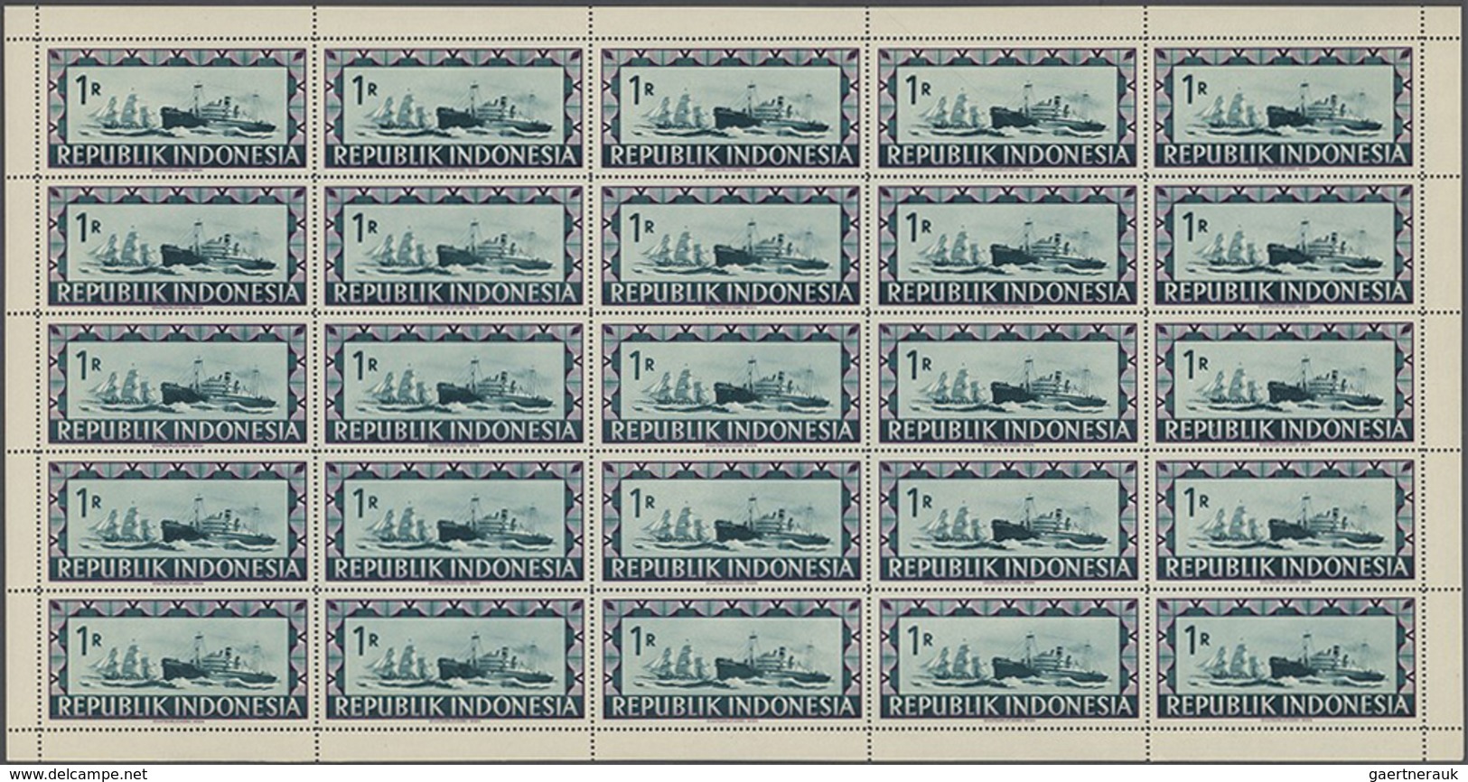 ** Indonesien - Lokalausgaben: 1947/1949. VIENNA PRINTINGS: Lot Of 100 Complete Sets In Sheets, Mint, N - Indonesia