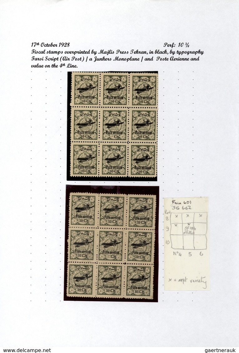 **/*/O/Br/GA Iran: 1917/44 (ca.), massive specialized collection mounted on pages inc. inverted ovpts., many cove