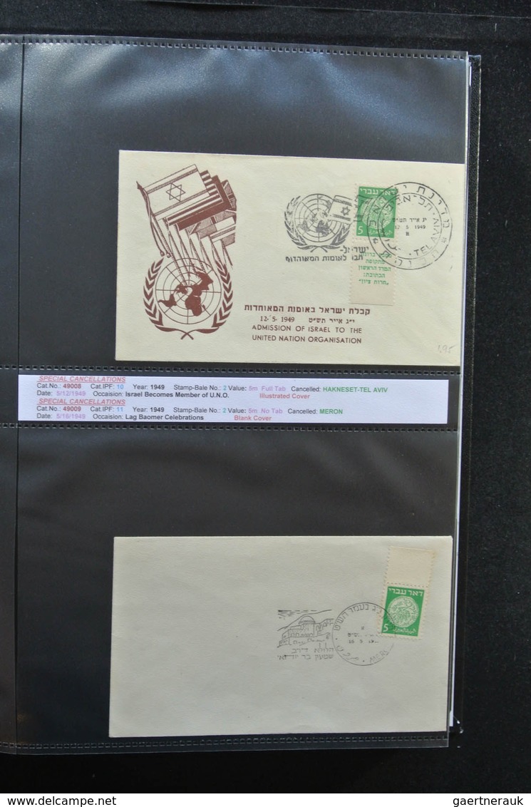 Israel: 1948/2011: Fantastic covercollection, all with special (listed) cancellations, from the very