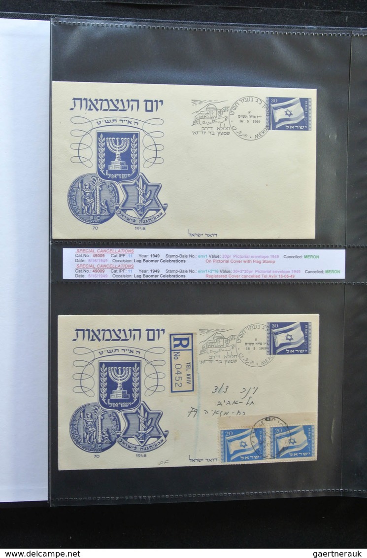 Israel: 1948/2011: Fantastic covercollection, all with special (listed) cancellations, from the very