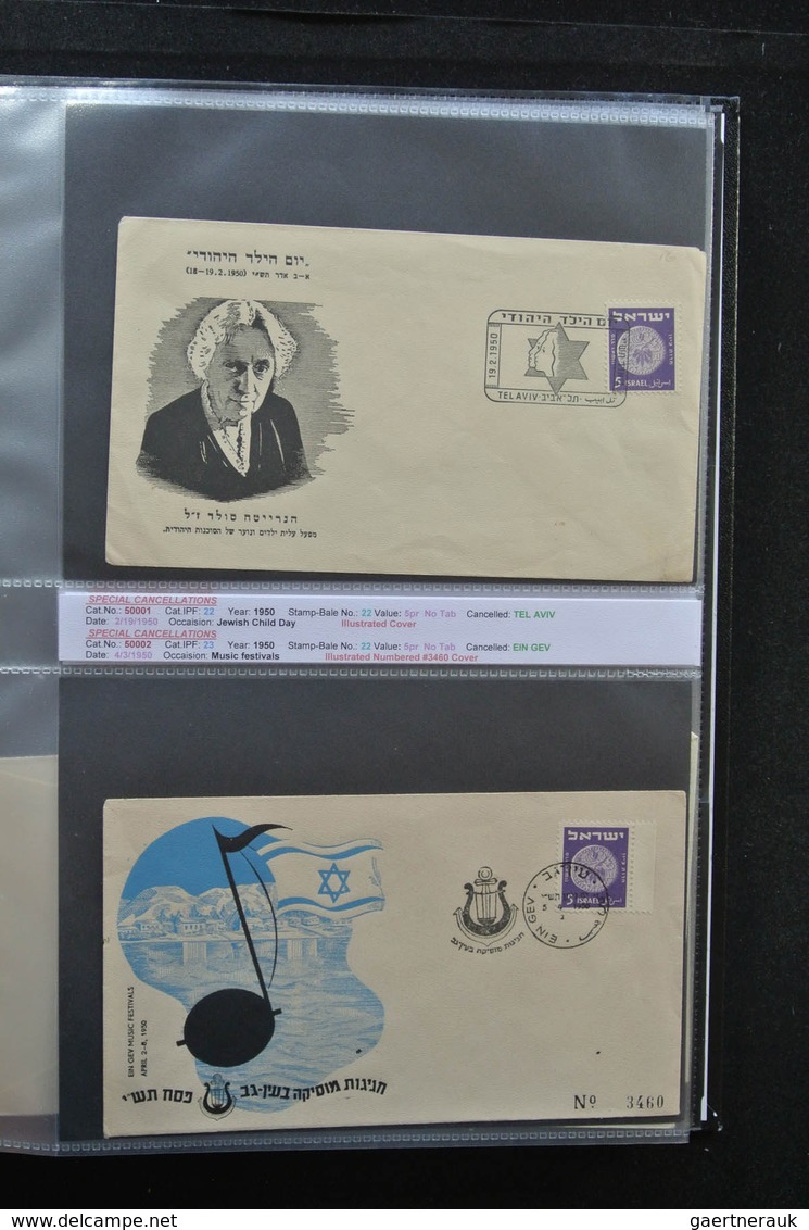 Israel: 1948/2011: Fantastic covercollection, all with special (listed) cancellations, from the very