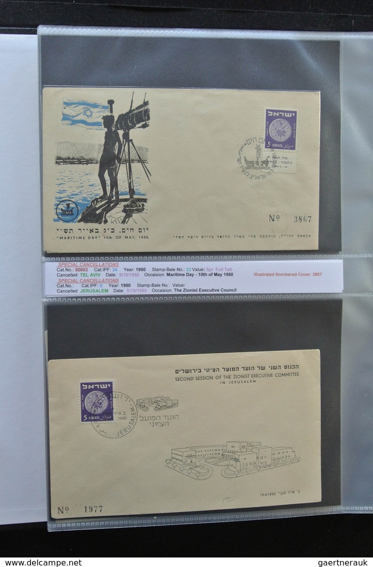 Israel: 1948/2011: Fantastic covercollection, all with special (listed) cancellations, from the very