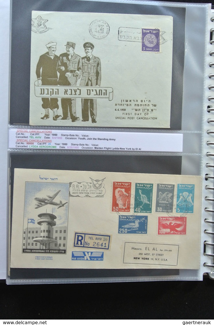 Israel: 1948/2011: Fantastic covercollection, all with special (listed) cancellations, from the very