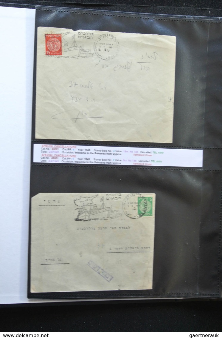 Israel: 1948/2011: Fantastic covercollection, all with special (listed) cancellations, from the very