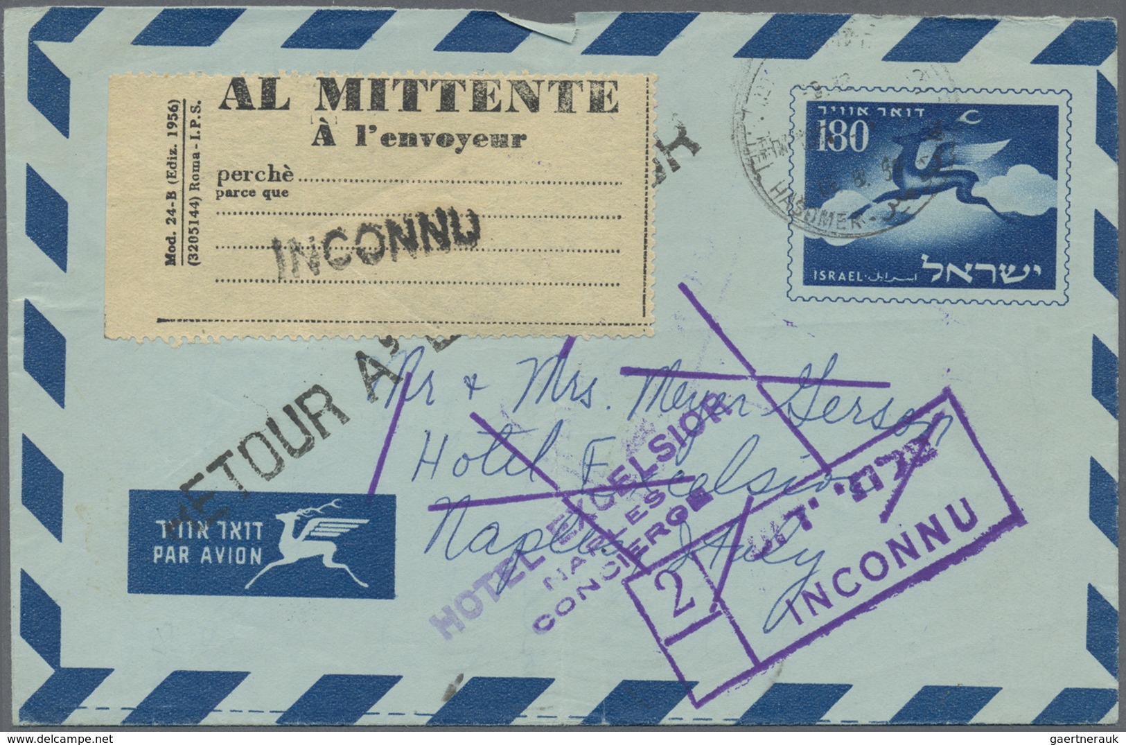 Br/GA Israel: 1949/1959, holding of apprx 210 covers/cards/used stationeries, comprising commercial and ph