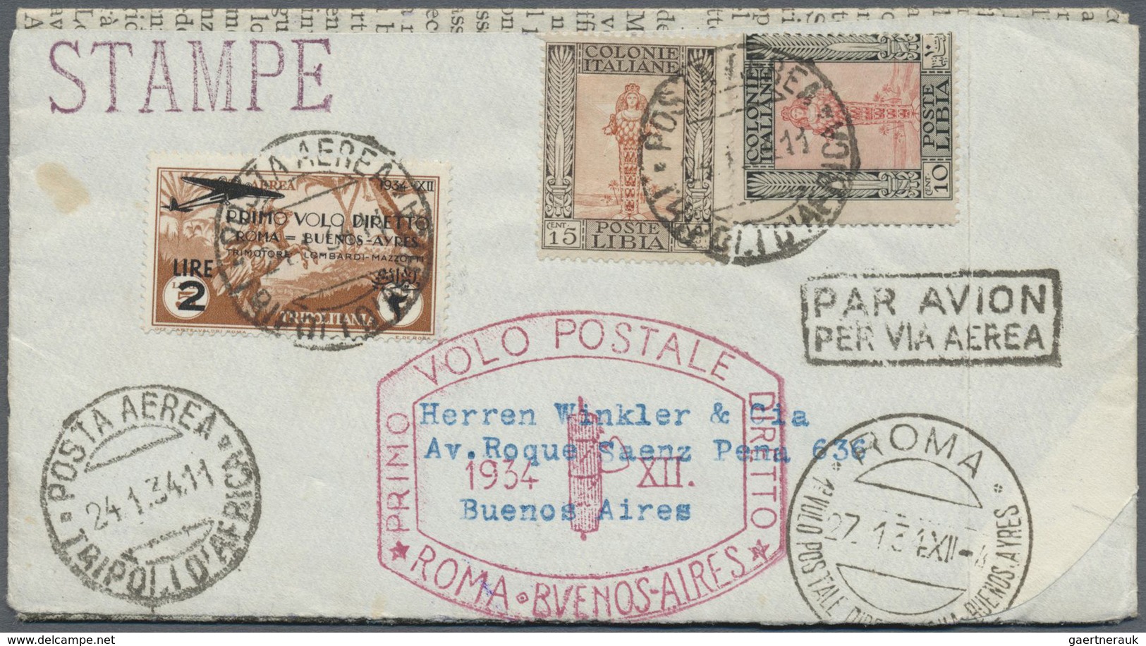 Br Italienisch-Tripolitanien: 1934: Five Covers Incl. One Printed Matter And Two Post Cards, Franked Wi - Tripolitaine