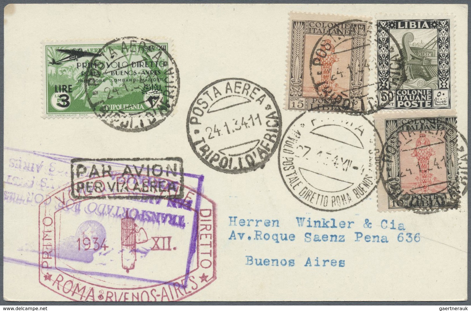 Br Italienisch-Tripolitanien: 1934: Five Covers Incl. One Printed Matter And Two Post Cards, Franked Wi - Tripolitaine