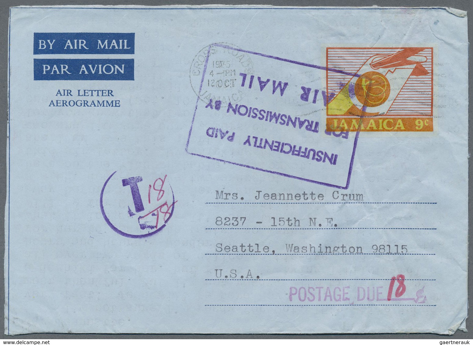 GA Jamaica: 1947/1983 (ca.), AEROGRAMMES: accumulation with approx. 1.000 unused and used/CTO airletter