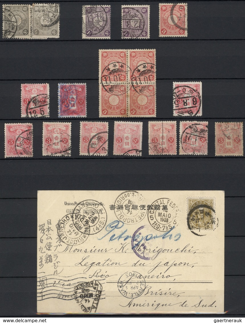 O/*/Br Japan: 1871/1940 (ca.), Mainly Used Assortment On Stocksheets, Some Valuated Cautiously, Also Some C - Autres & Non Classés