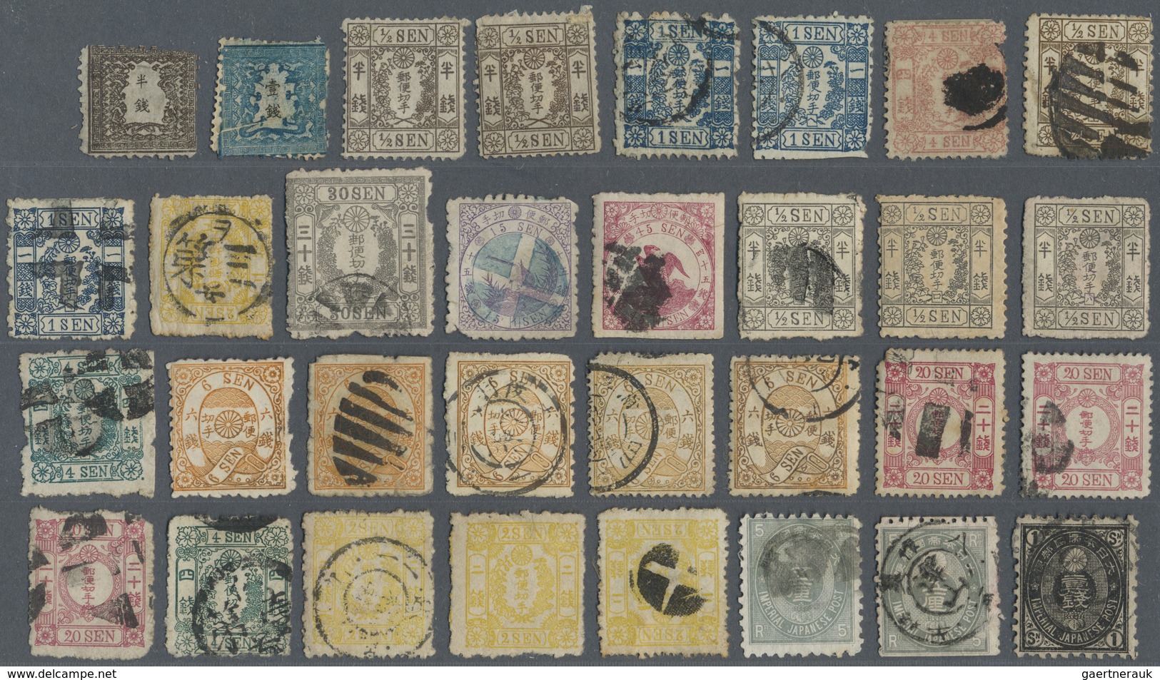 */(*)/O Japan: 1872/1937, Mainly Used On Approval Sheets, Old Pages, In Bags Etc. In Mixed Condition, But Al - Autres & Non Classés