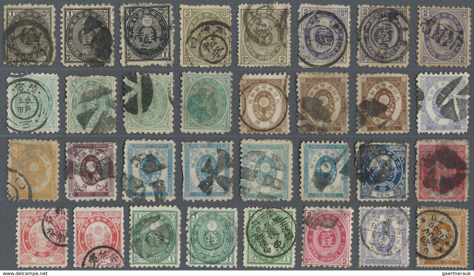 */(*)/O Japan: 1872/1937, Mainly Used On Approval Sheets, Old Pages, In Bags Etc. In Mixed Condition, But Al - Autres & Non Classés