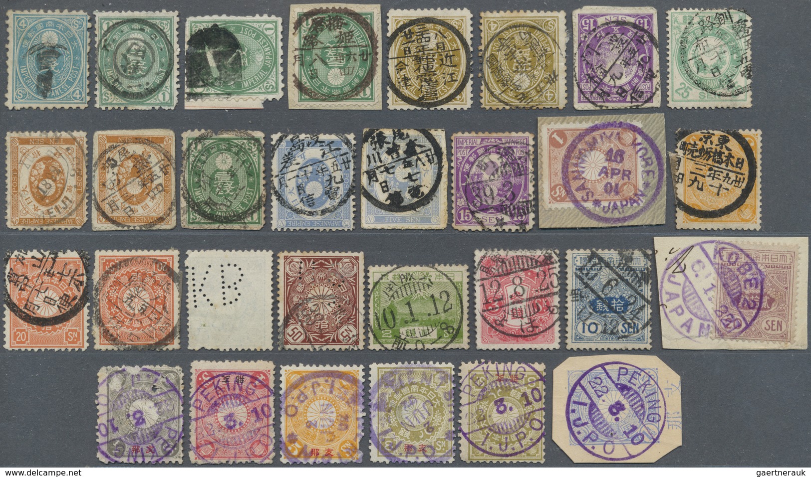 GA/Br/O/Brfst Japan: 1876/1935 (ca.) Used Stationery (24), Cover (1), Stamps Used On Stock Cards Inc. Some On Piec - Autres & Non Classés