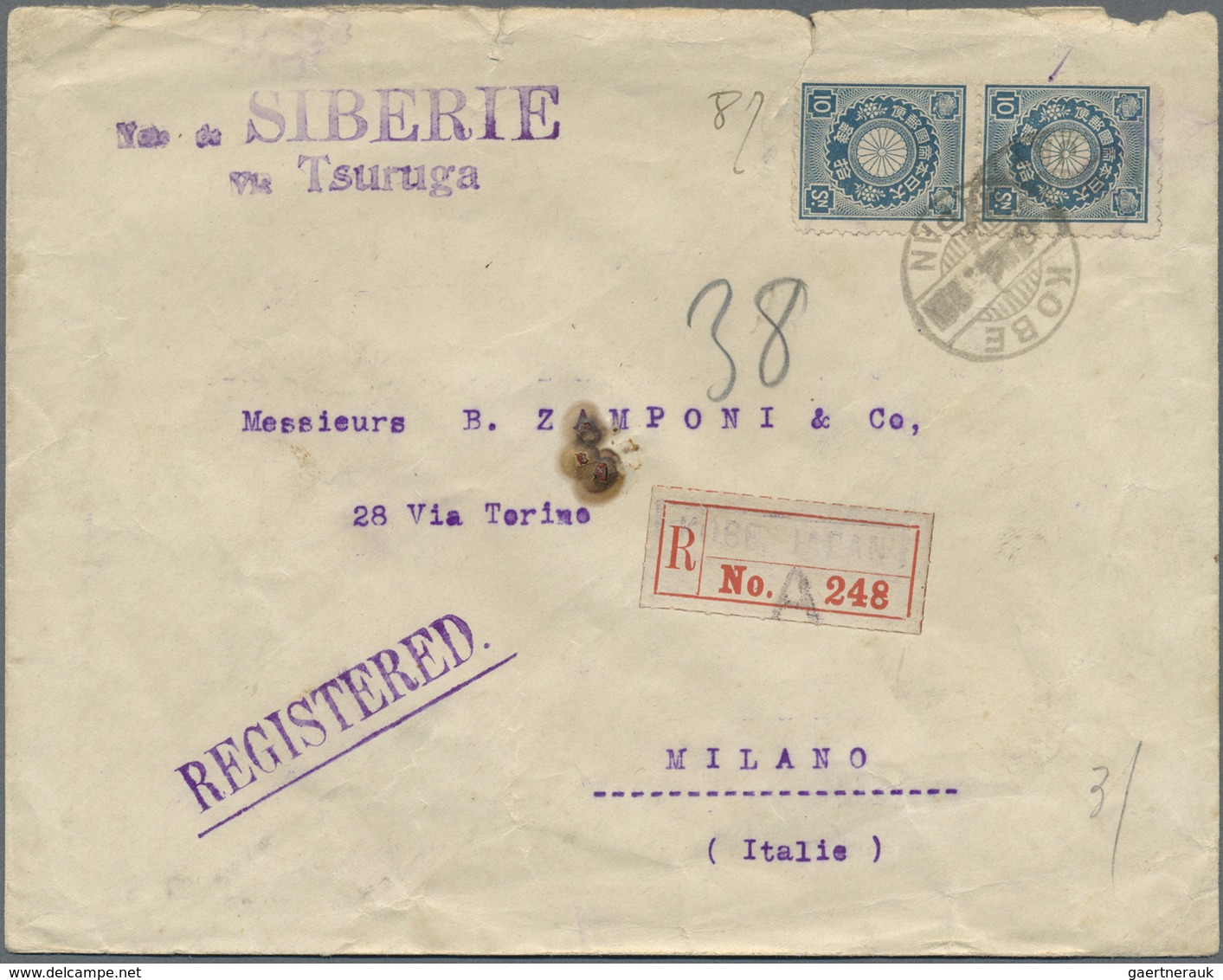 Br Japan: 1876/1914, covers (11 inc. registered x4) mostly to Italy inc. from "Institute for infectiono