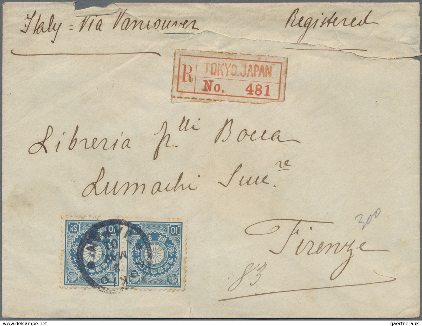Br Japan: 1876/1914, covers (11 inc. registered x4) mostly to Italy inc. from "Institute for infectiono