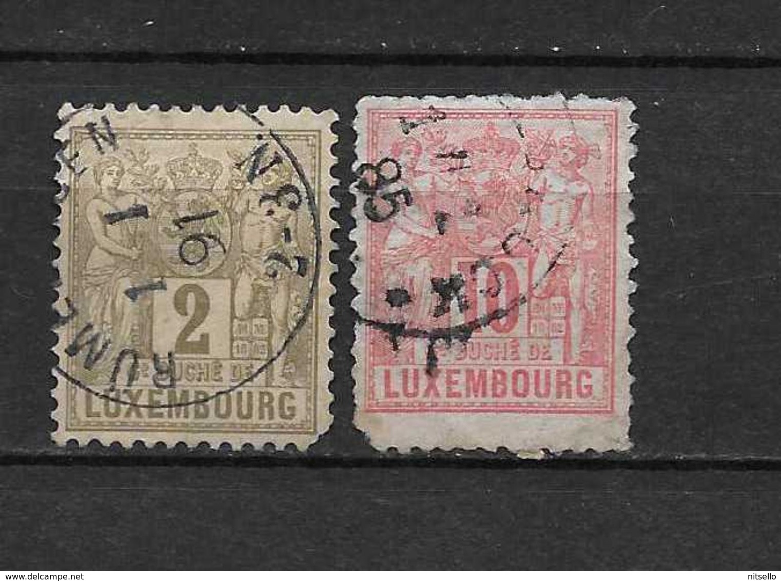 LOTE 1442  ///   LUXEMBURGO 1882    YVERT Nº: 48+51 CON DEFECTOS - 1882 Allegorie