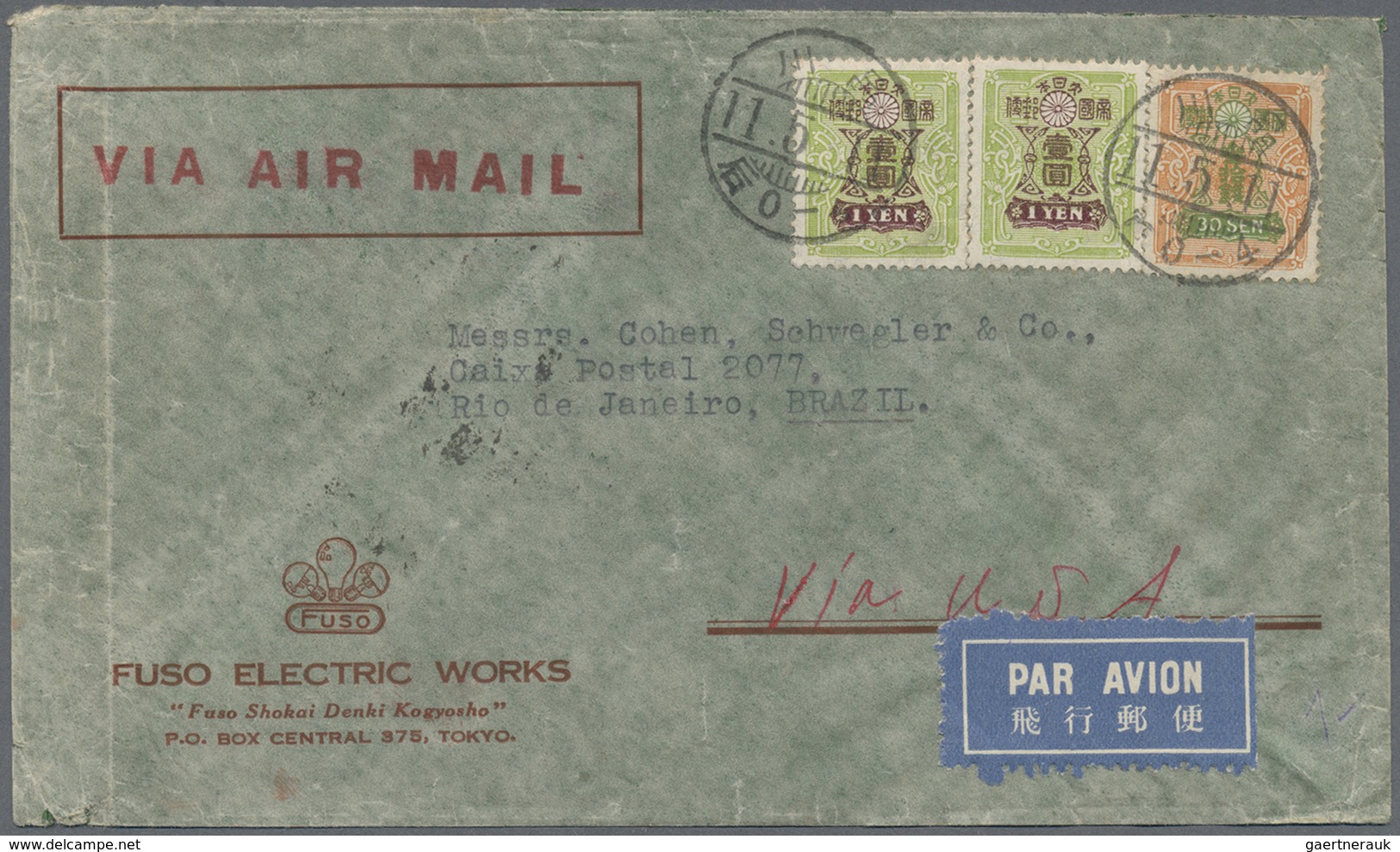 Br/GA Japan: 1883/1958, lot with covers (7), used ppc (7) inc. somewhat battered cover w. Kiku 50 S. to Le