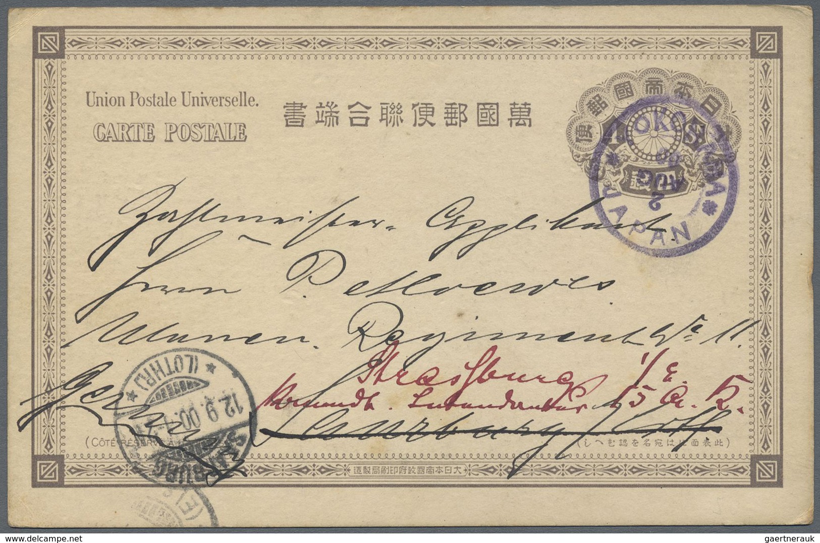 GA/Br Japan: 1883/2007 (ca.), used stationery (51) or ppc (40), often to Thailand and undeliverable with r
