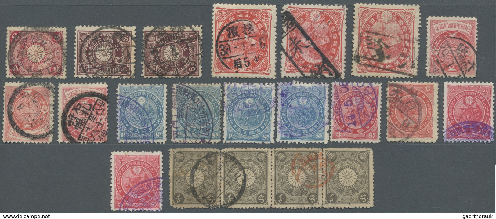 */O/Br/GA Japan: 1899/1906, Kiku (Chrysanthemum) period collection few mint/mostly used inc. covers/ppc (92, m